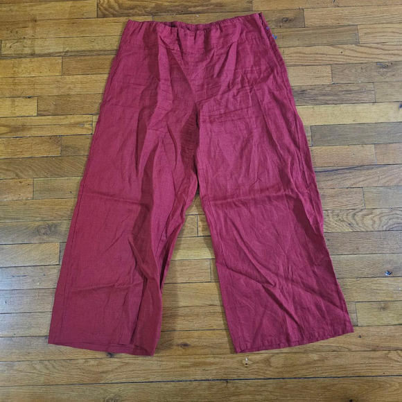 Eileen Fisher Pants - Eileen Fisher Petite Red Organic Linen Wide Leg Pants SP